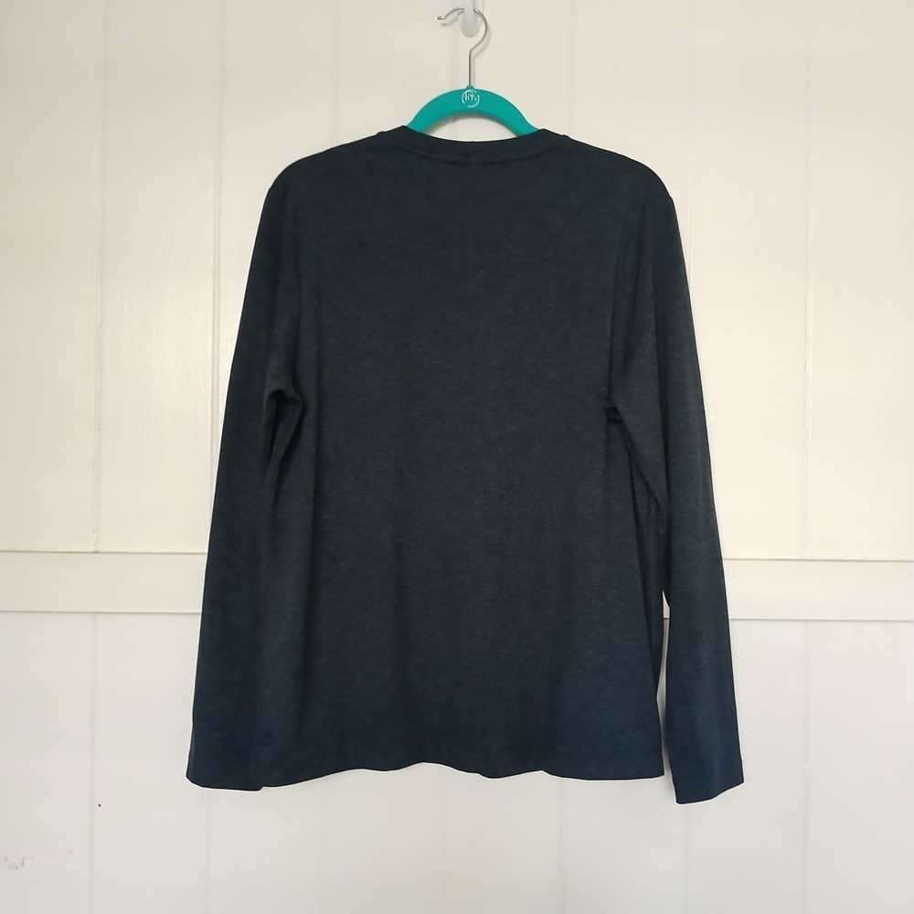 Lululemon Heavyweight Cotton Long Sleeve Crew Shirt Men's Large Navy Heather - Picture 6 of 11